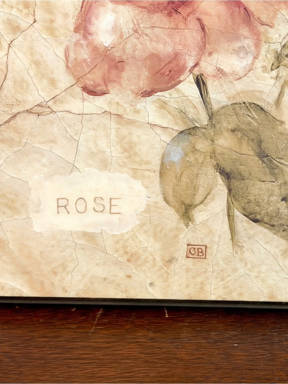 Rose Wall Plaque Cheri Blum Flower Wall Hanging Art 8x10” Shabby Chic Art Floral